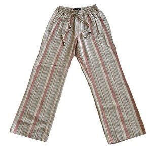 Beau/Dawson Women’s Wide Leg Striped Linen Blend Pants-M-Lounge Coastal Boho